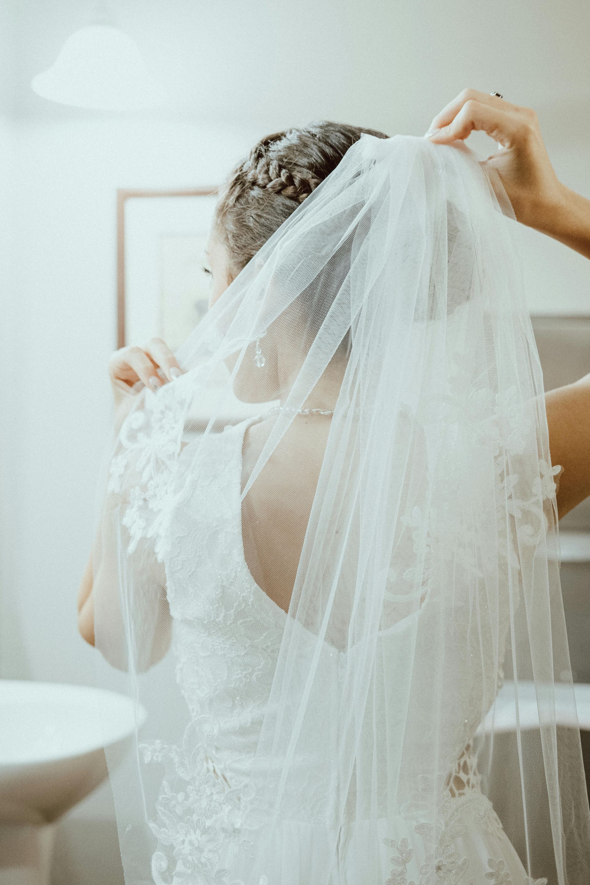 Bridal gown fitting at the boutique